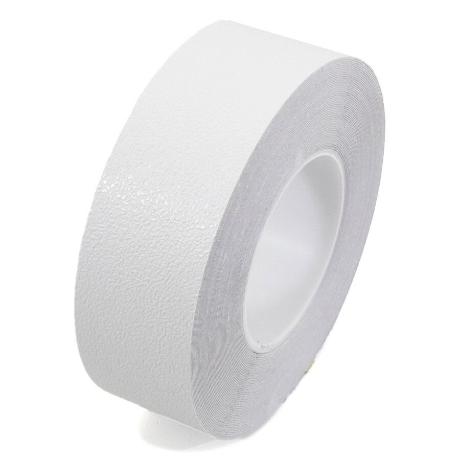 Bílá plastová voděodolná protiskluzová páska FLOMA Aqua-Safe - délka 18,3 m, šířka 5 cm, tloušťka 0,7 mm