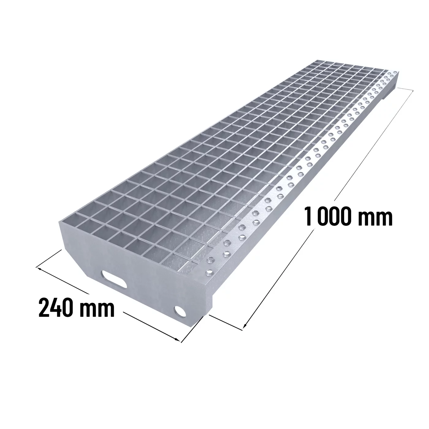 Stopień schodowy metalowy ocynkowany antypoślizgowy (30/2, 34/38) FLOMA SteelStep - szerokość 100 cm, głębokość 24 cm, wysokość 3 cm