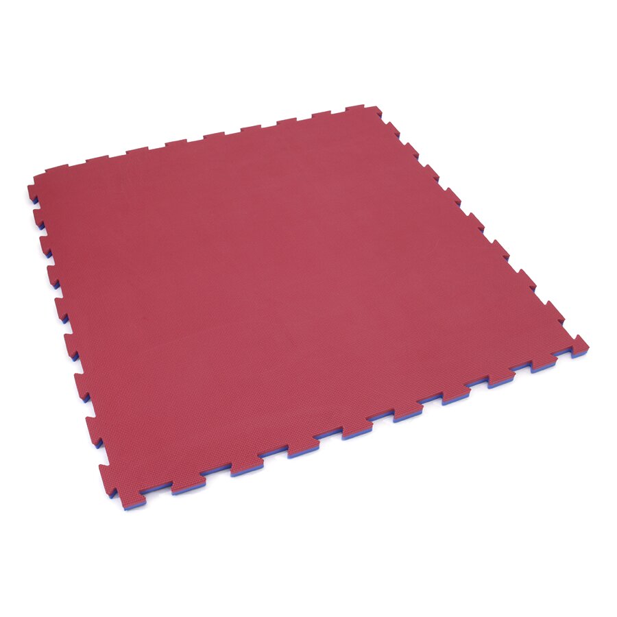 Červeno-modré oboustranné puzzle modulové tatami SPARTAN SPORT - délka 100 cm, šířka 100 cm a výška 2 cm