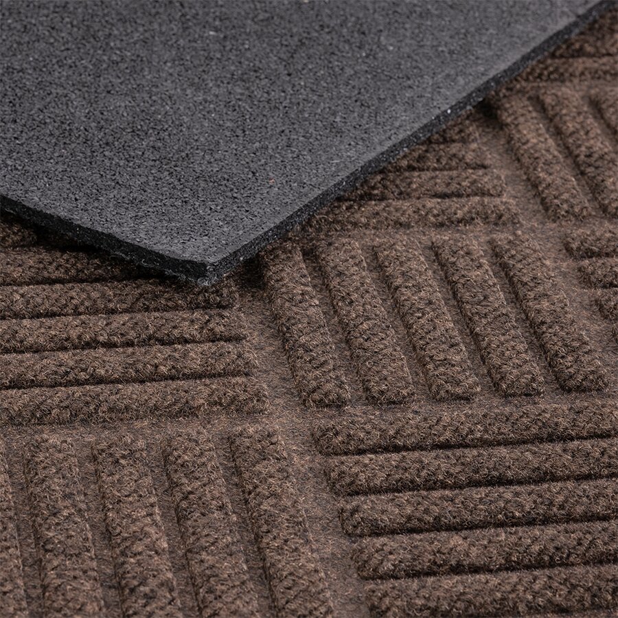 Hnědá textilní gumová vstupní rohož FLOMA Parquet - délka 60 cm, šířka 90 cm, výška 1,1 cm