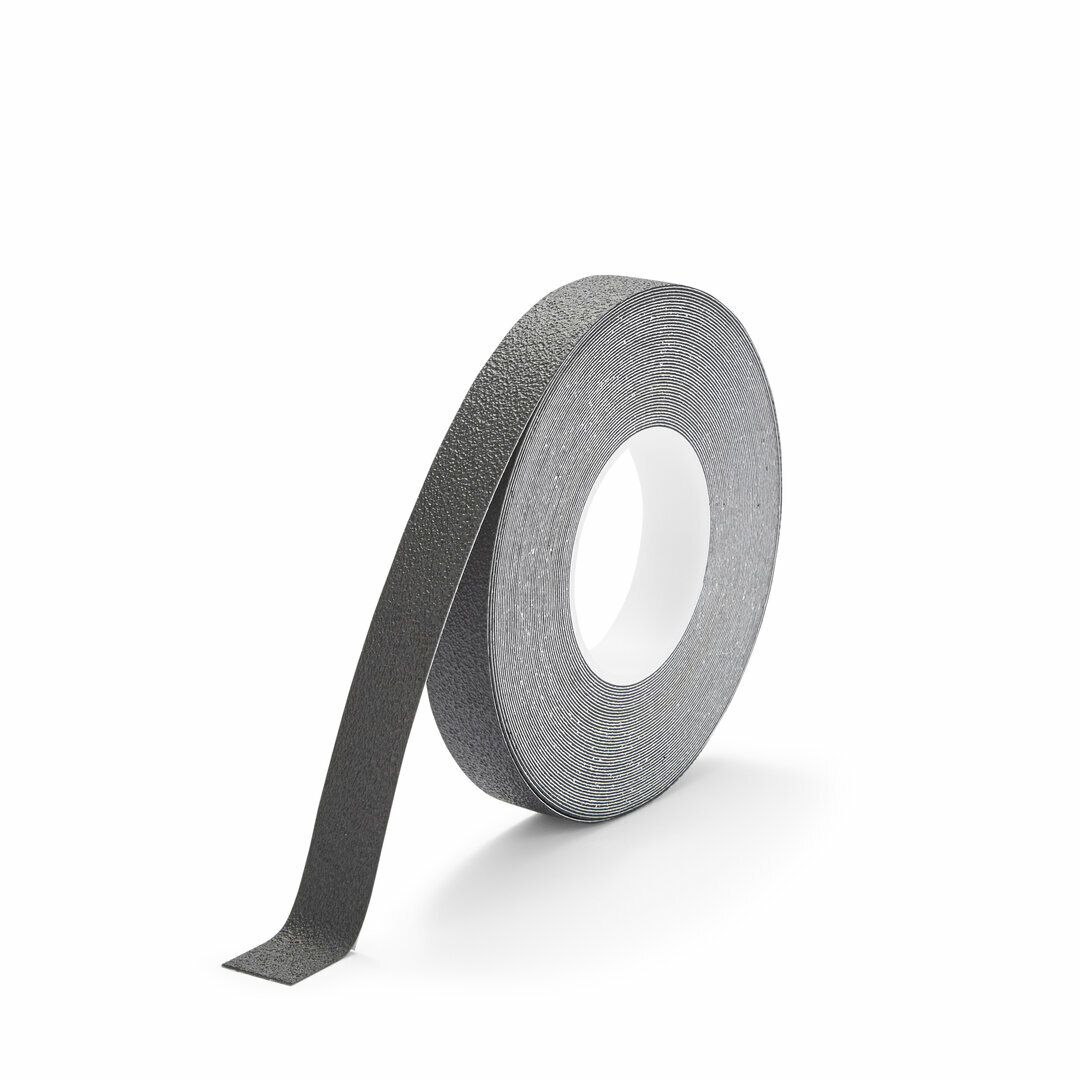 Čierna plastová vodeodolná protišmyková páska FLOMA Super Resilient - dĺžka 18,3 m, šírka 2,5 cm, hrúbka 1,3 mm