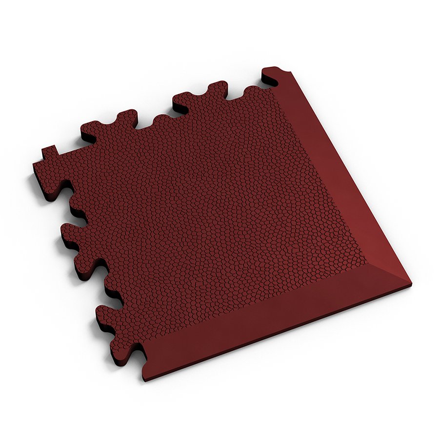 Červený PVC vinylový rohový nájezd Fortelock Industry (kůže) - délka 14 cm, šířka 14 cm, výška 0,7 cm