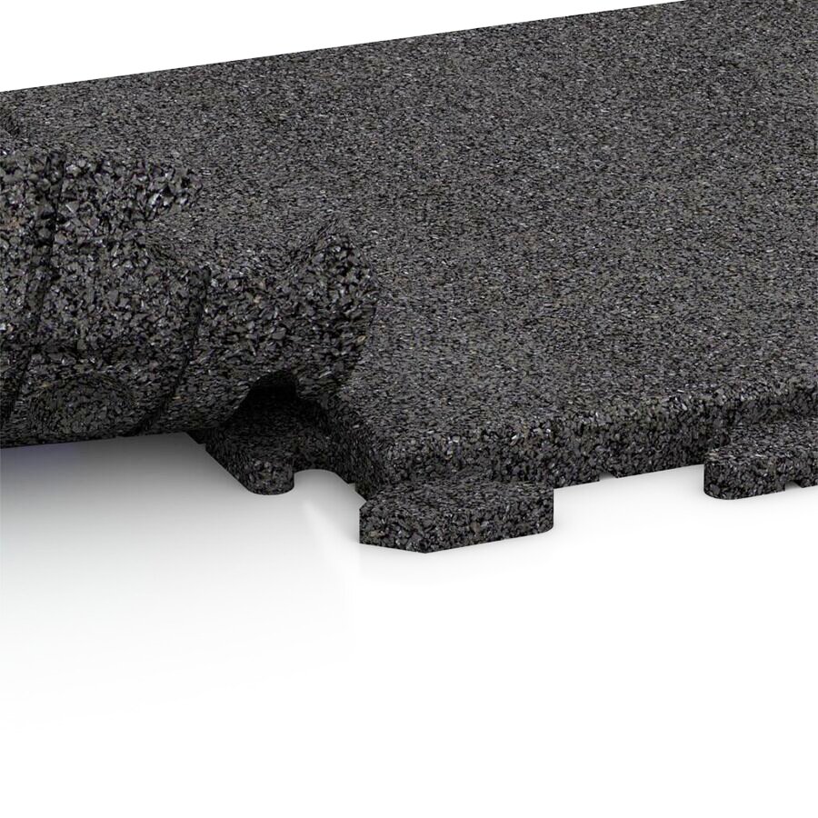 Antracitovo-šedá gumová dopadová dlaždice se skrytým puzzle zámkem FLOMA - délka 100 cm, šířka 100 cm, výška 3 cm