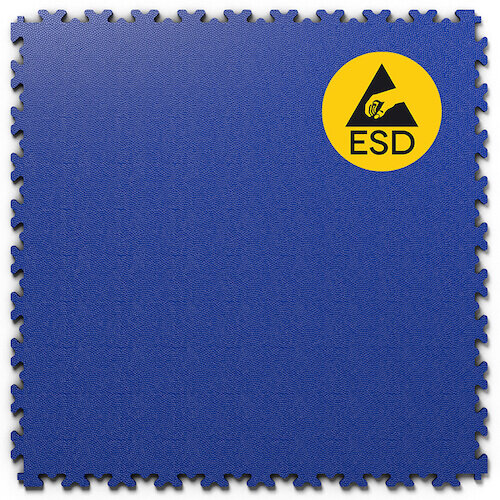 Modrá PVC vinylová zátěžová dlažba Fortelock Industry ESD (kůže) - délka 51 cm, šířka 51 cm a výška 0,7 cm