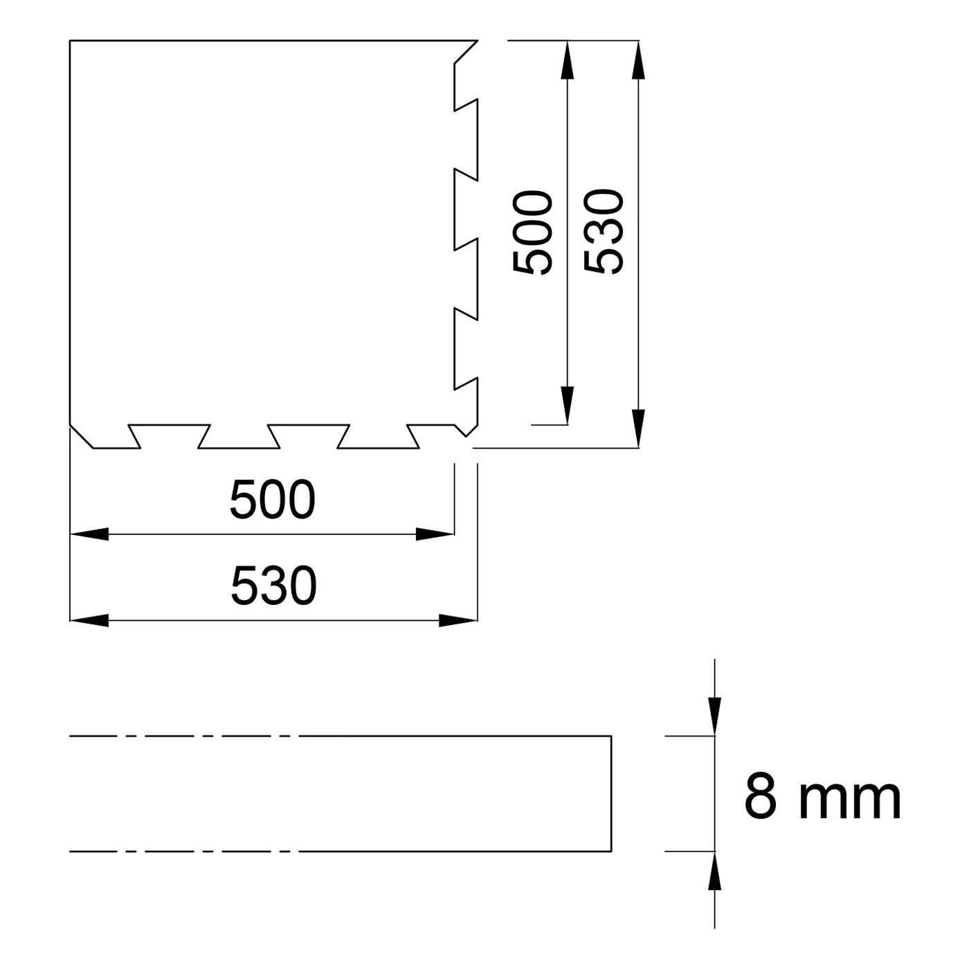 Czarno-czerwona gumowa płytka modułowa (narożna) FLOMA FitFlo SF1050 - długość 50 cm, szerokość 50 cm i wysokość 0,8 cm