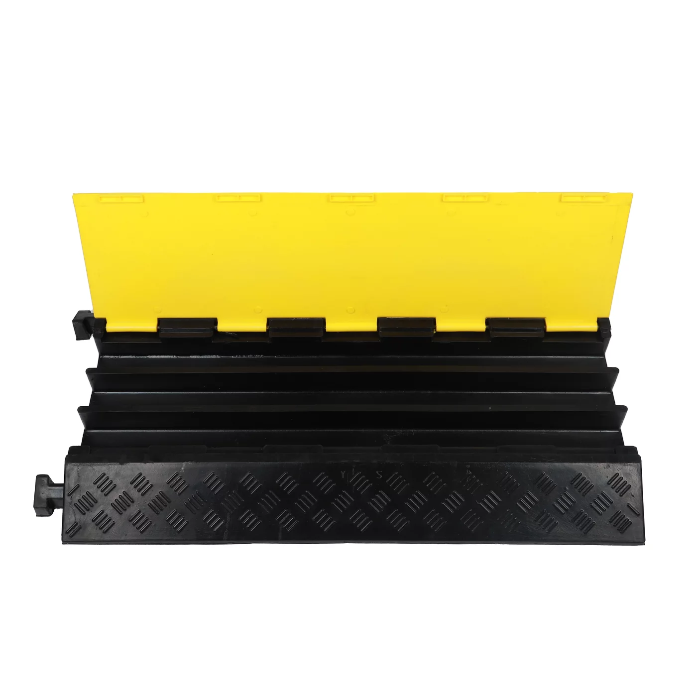 Anti-Rutsch Kabelbrücke aus Gummi 3x55x65 FLOMA - Länge 88,5 cm, Breite 49 cm, Höhe 7 cm - Schwarz-Gelb