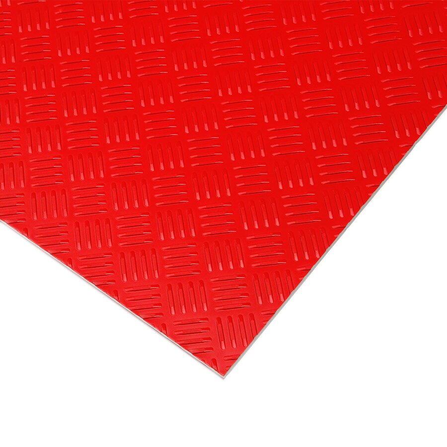 Červená LDPE podlahová pojezdová deska 2 rukojeti 4 díry - délka 240 cm, šířka 120 cm, výška 1,15 cm