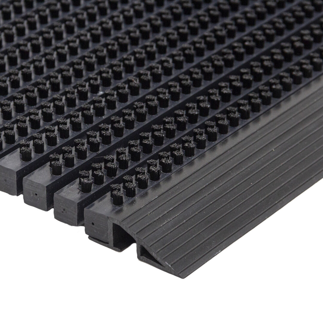 Černá čistící kartáčová venkovní vstupní rohož FLOMA Outline - výška 2,2 cm