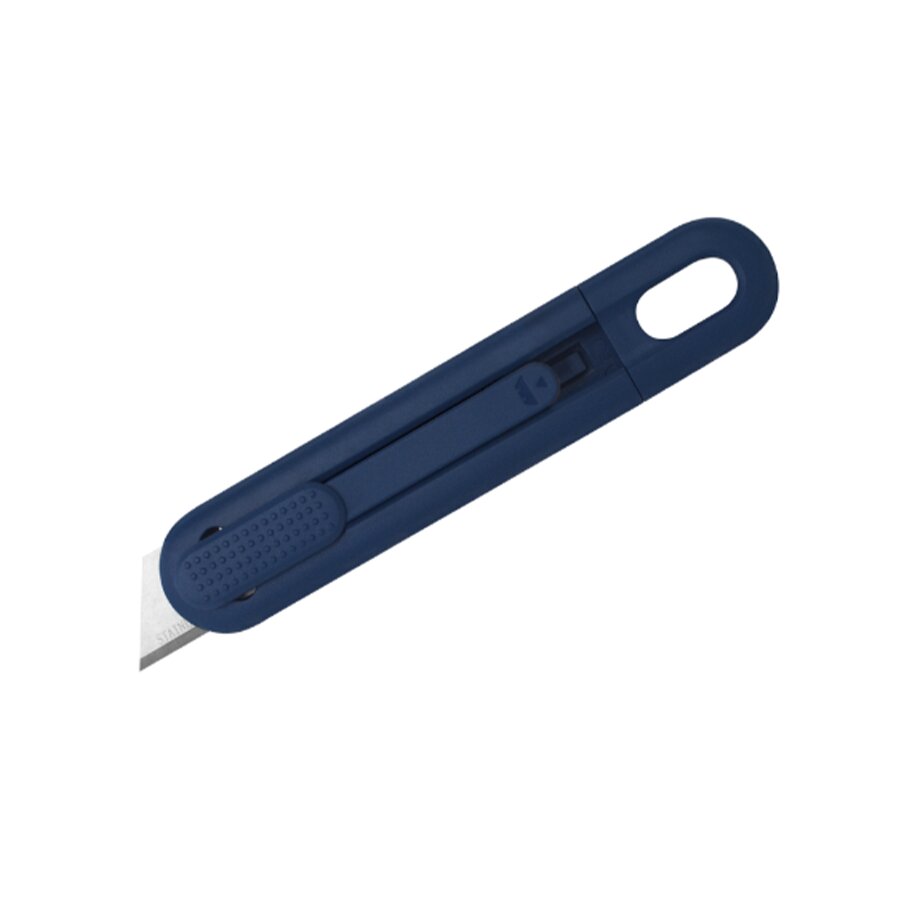 Modrý kovový bezpečnostní samozatahovací nůž