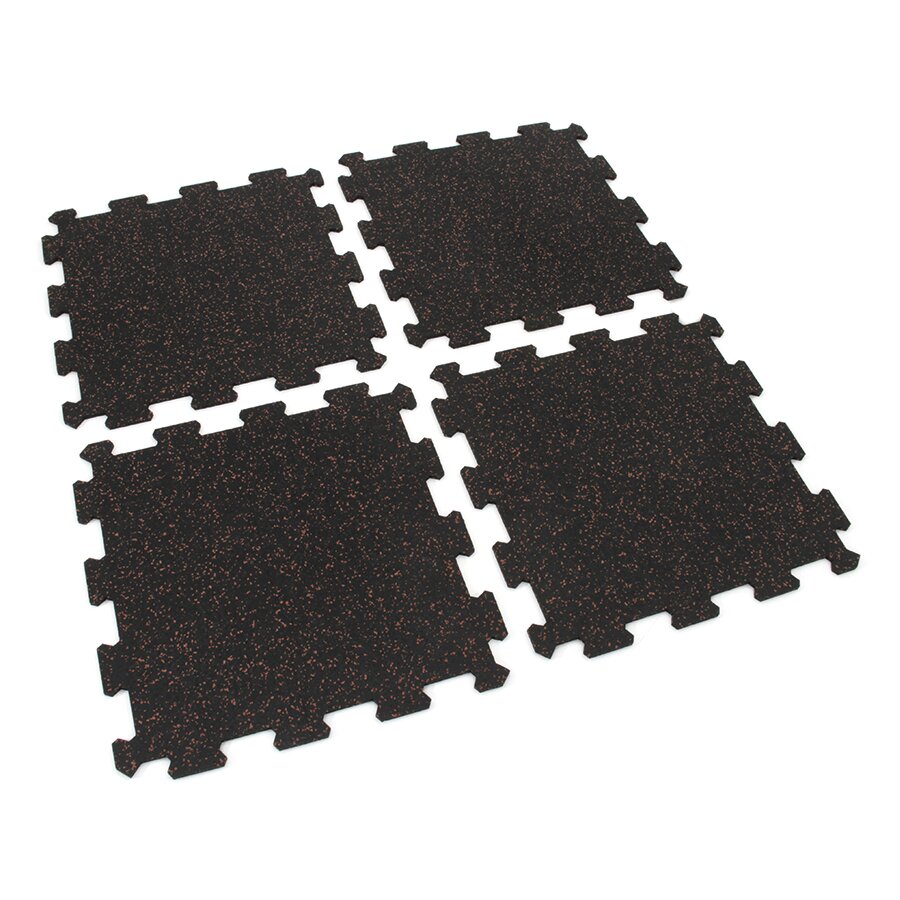 Čierno-červená gumová modulová puzzle dlažba (stred) FLOMA FitFlo SF1050 - dĺžka 47,8 cm, šírka 47,8 cm a výška 0,8 cm