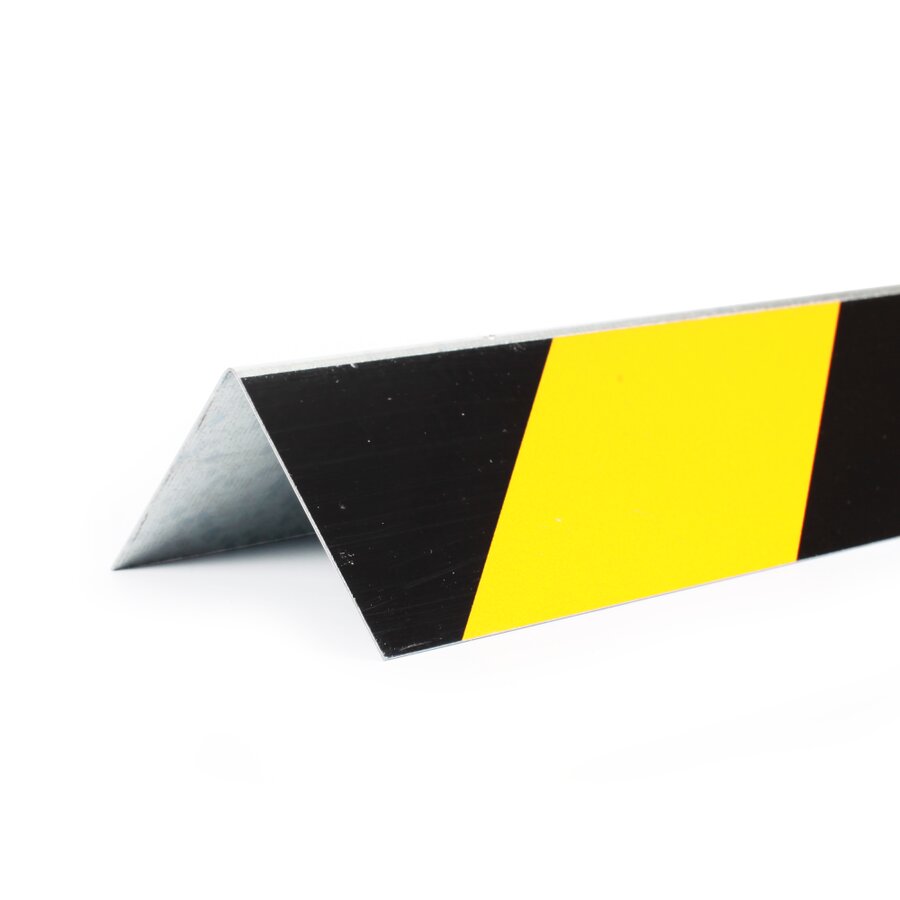 Čierno-žltý pozinkovaný reflexný ochranný pás (roh) - dĺžka 150 cm, šírka 5 cm, hrúbka 0,55 mm