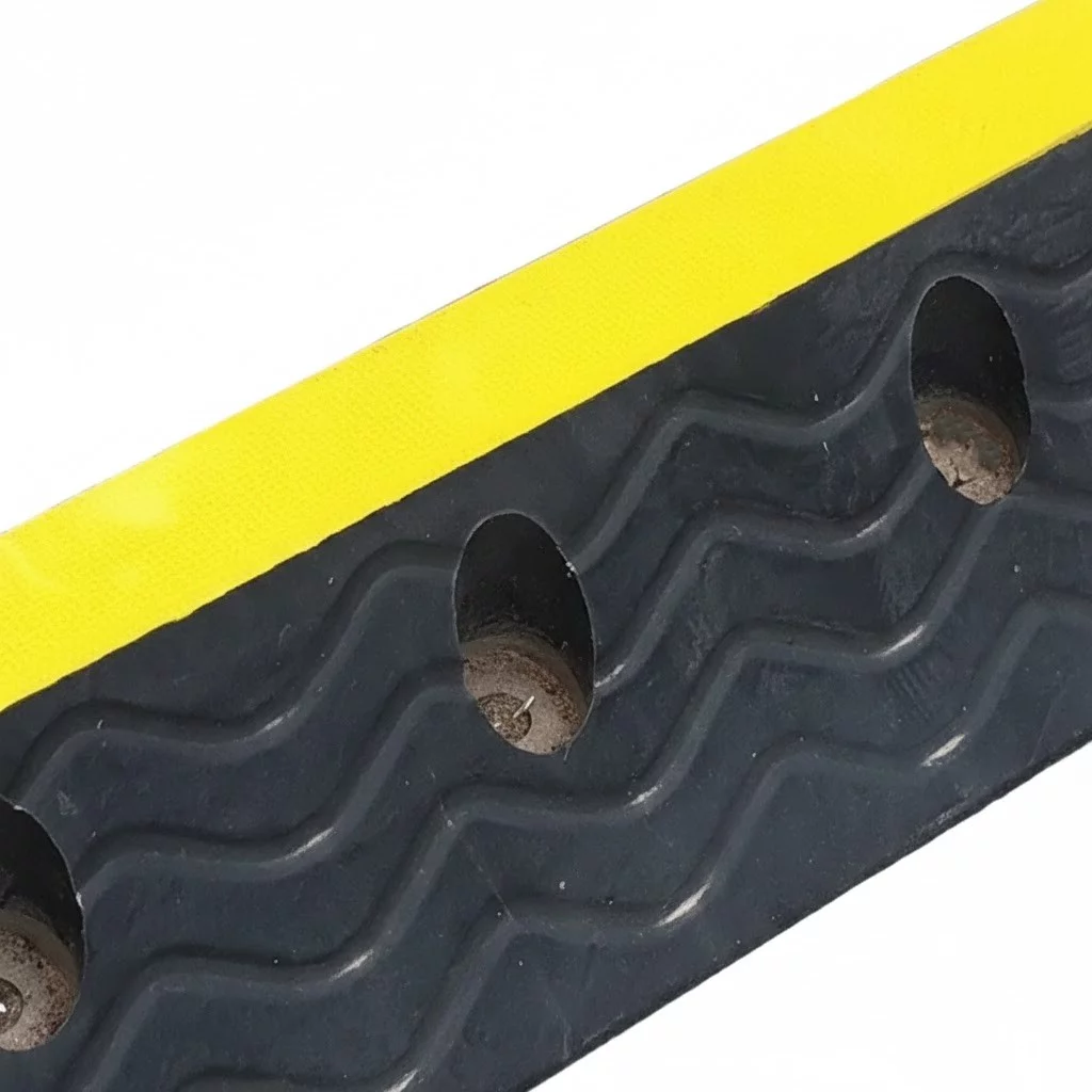 Parkstopper aus Gummi FLOMA - Länge 100 cm, Breite 18 cm, Höhe 15 cm - Schwarz-Gelb