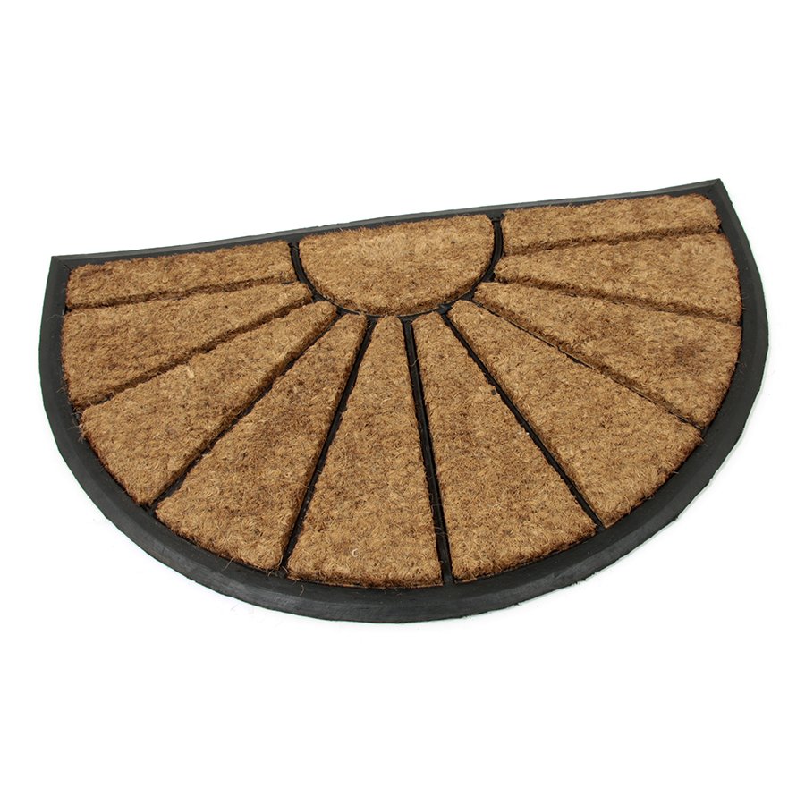 Kokosová čistící venkovní půlkruhová vstupní rohož FLOMA Sun - délka 45 cm, šířka 75 cm a výška 2,2 cm
