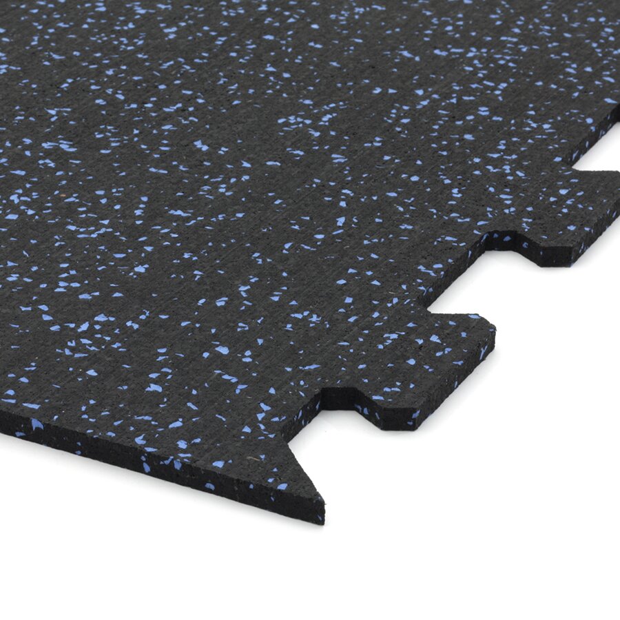 Čierno-modrá gumová modulová puzzle dlažba (roh) FLOMA FitFlo SF1050 - dĺžka 47,8 cm, šírka 47,8 cm a výška 0,8 cm
