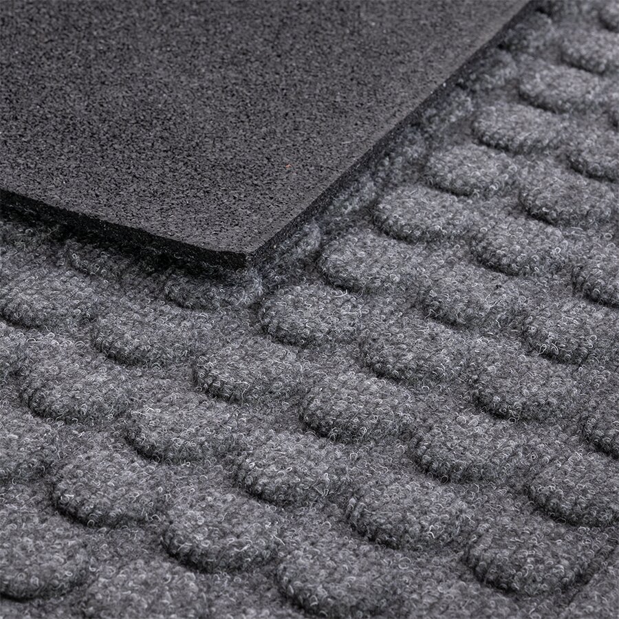 Šedá textilní gumová vstupní rohož FLOMA Rounds - výška 1,1 cm