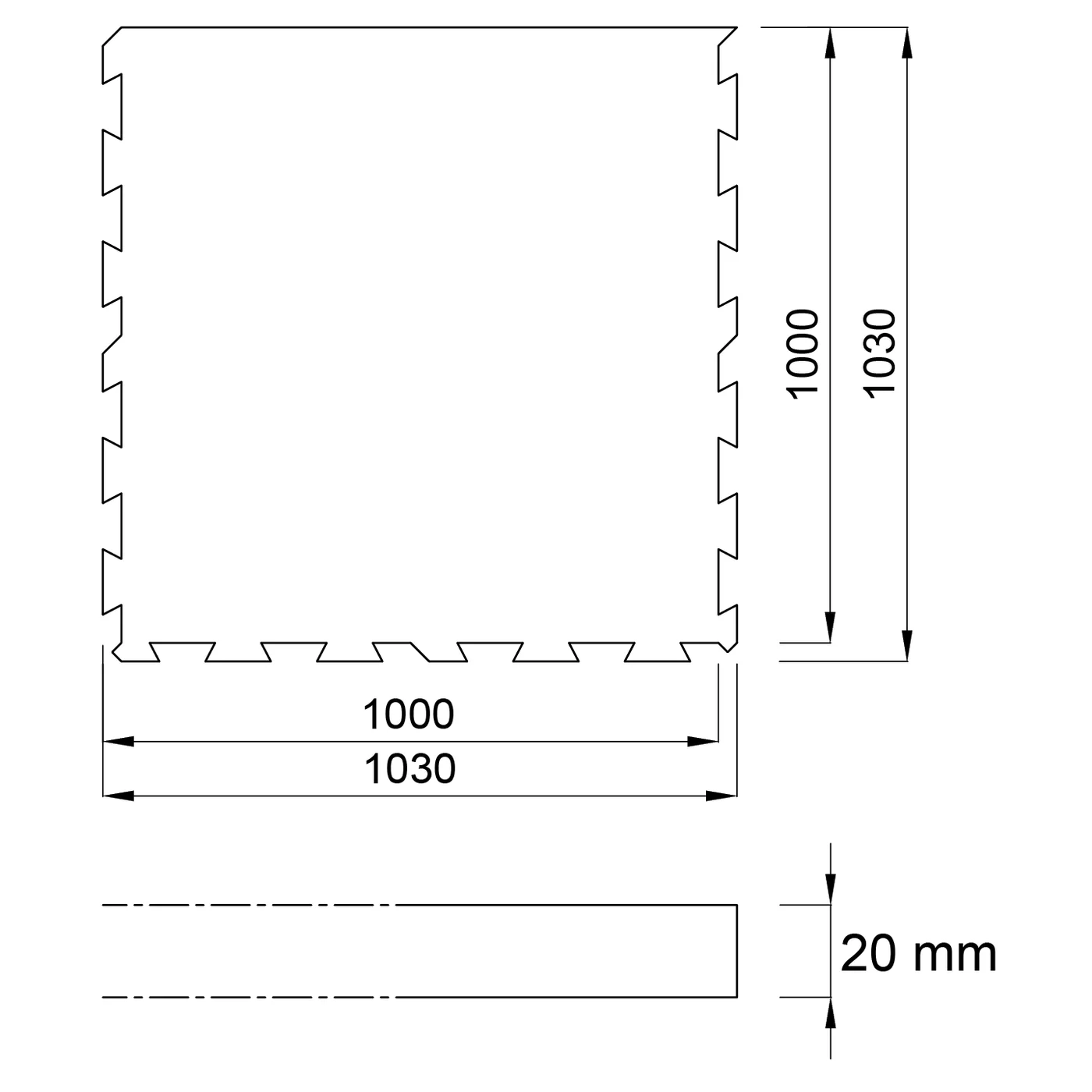 Czarno-biało-niebieska gumowa płytka modułowa (border) FLOMA IceFlo SF1100 - długość 100 cm, szerokość 100 cm, wysokość 2 cm