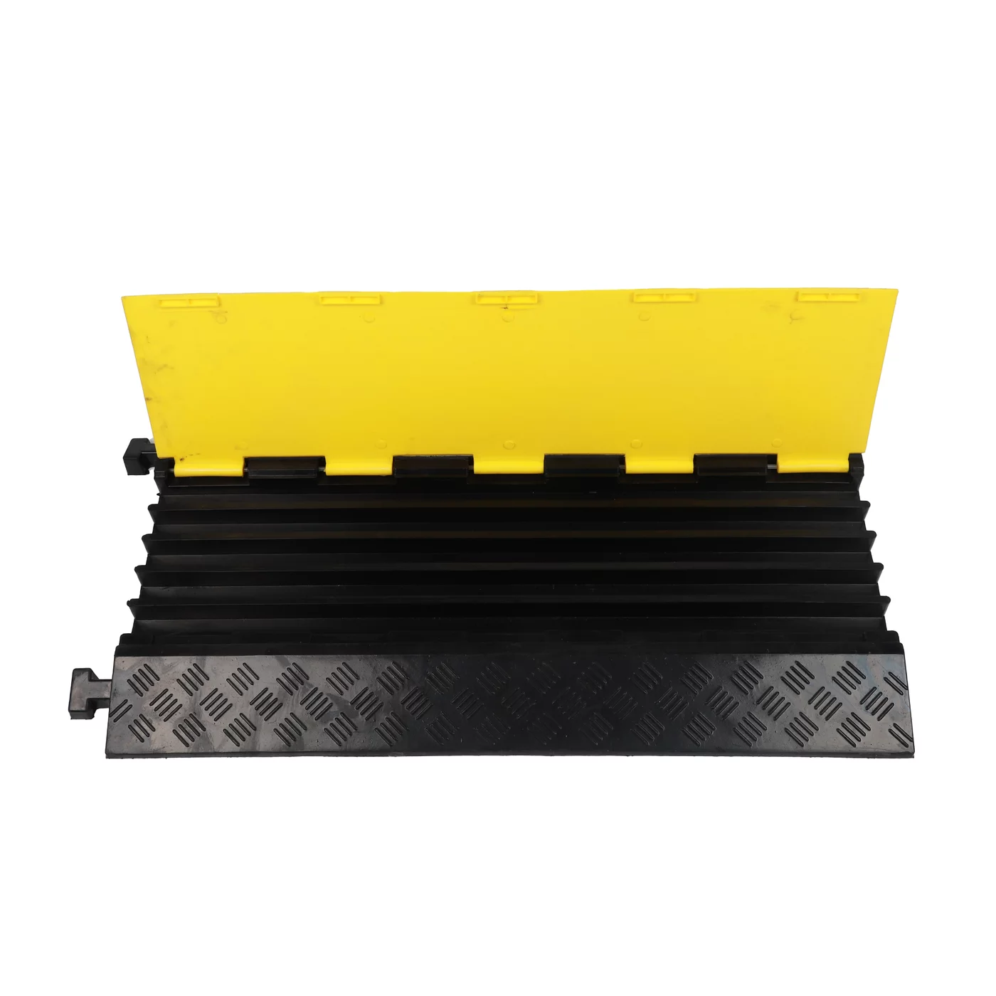 Anti-Rutsch Kabelbrücke aus Gummi 5x32x35 FLOMA - Länge 90 cm, Breite 50 cm, Höhe 5 cm - Schwarz-Gelb