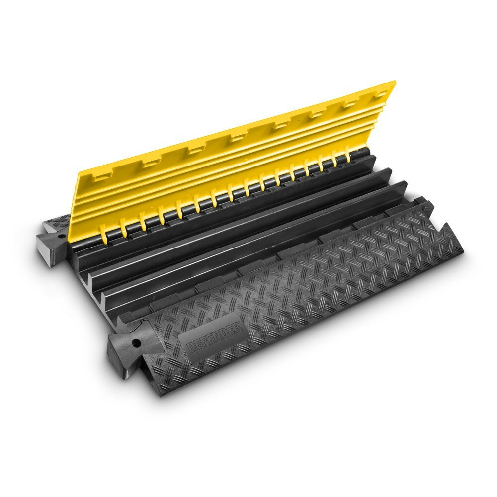 Černo-žlutý plastový kabelový most s transparentním víkem DEFENDER 3 LUX