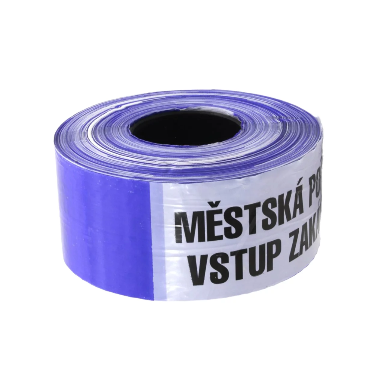 Bílo-modrá vytyčovací páska "MĚSTSKÁ POLICIE - VSTUP ZAKÁZÁN" - délka 500 m, šířka 7,5 cm