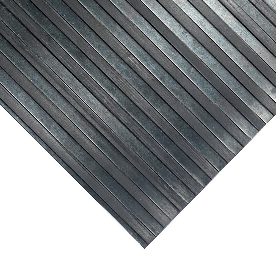 Čierna ryhovaná protišmyková priemyselná rohož (metráž) COBARIB WIDE - dĺžka 1 cm, šírka 90 cm a výška 3 mm