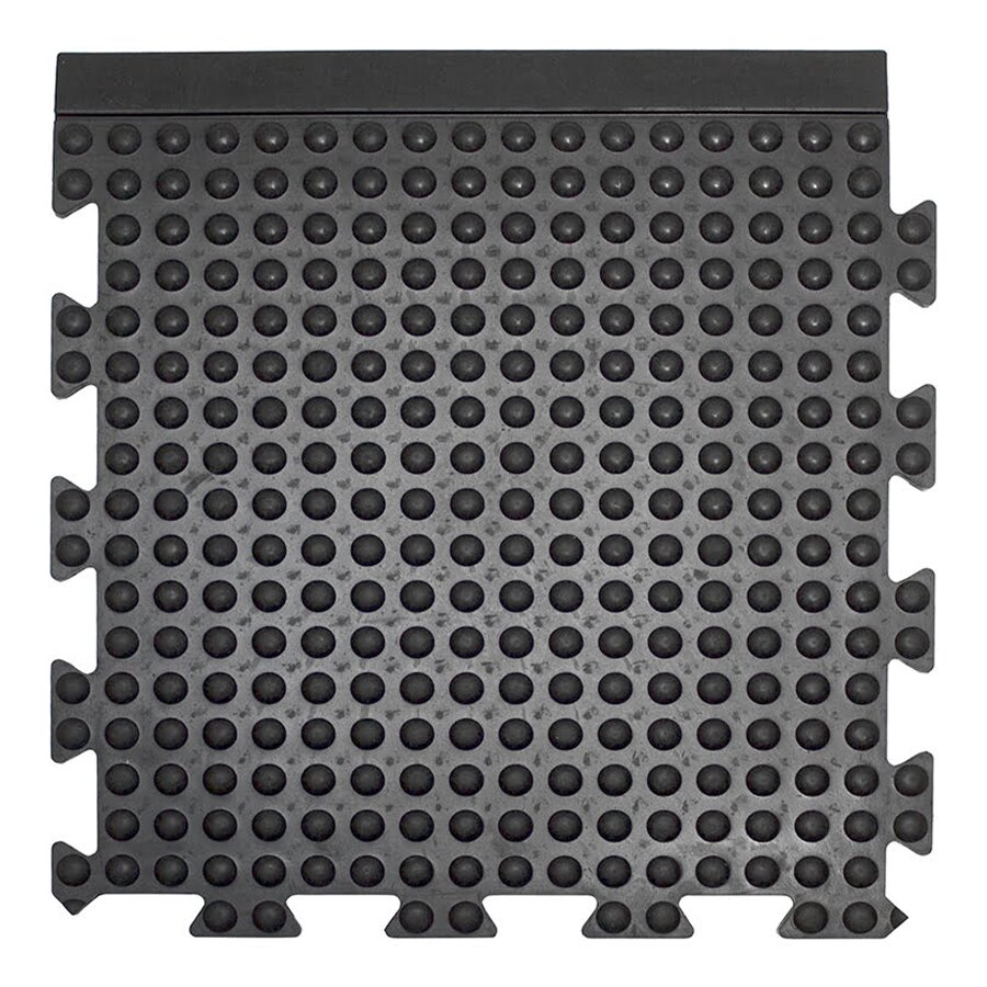 Černá gumová protiúnavová dlaždice (okraj) - délka 50 cm, šířka 50 cm, výška 1,35 cm