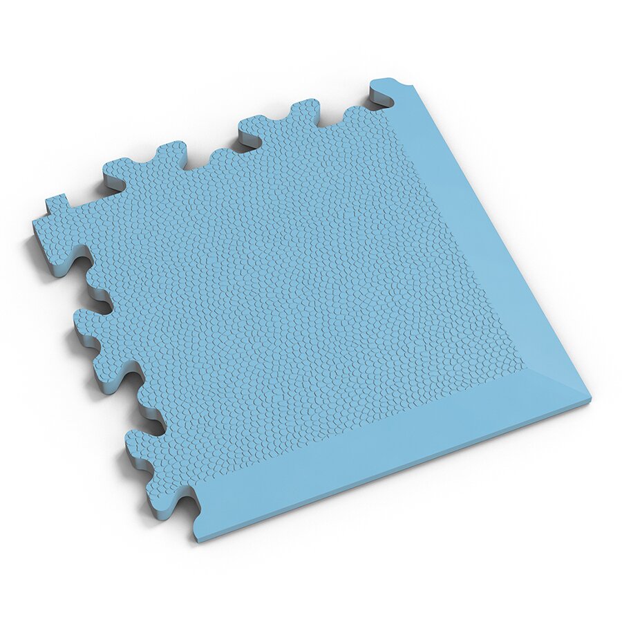 Modrý PVC vinylový rohový nájezd Fortelock Industry - délka 14 cm, šířka 14 cm a výška 0,7 cm