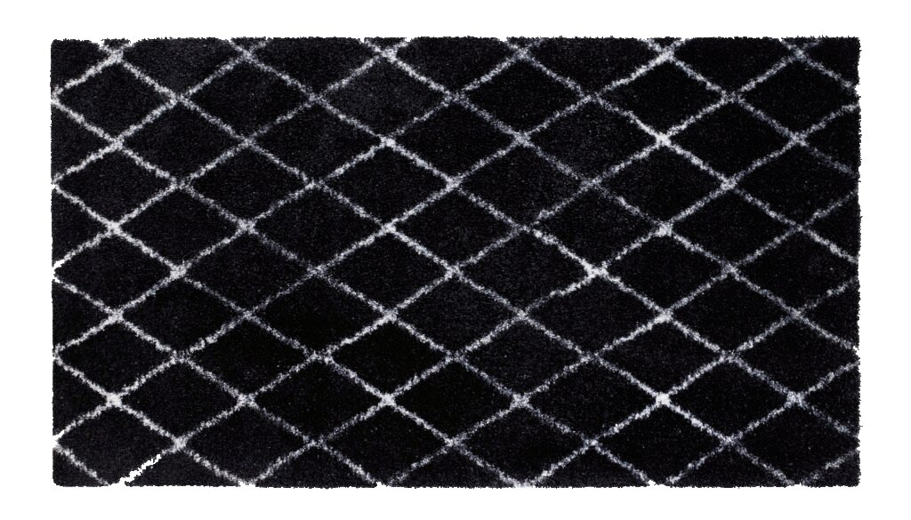 Černá pratelná rohožka FLOMA Lima Rectangle - Rhombus - délka 67 cm, šířka 120 cm, výška 0,7 cm