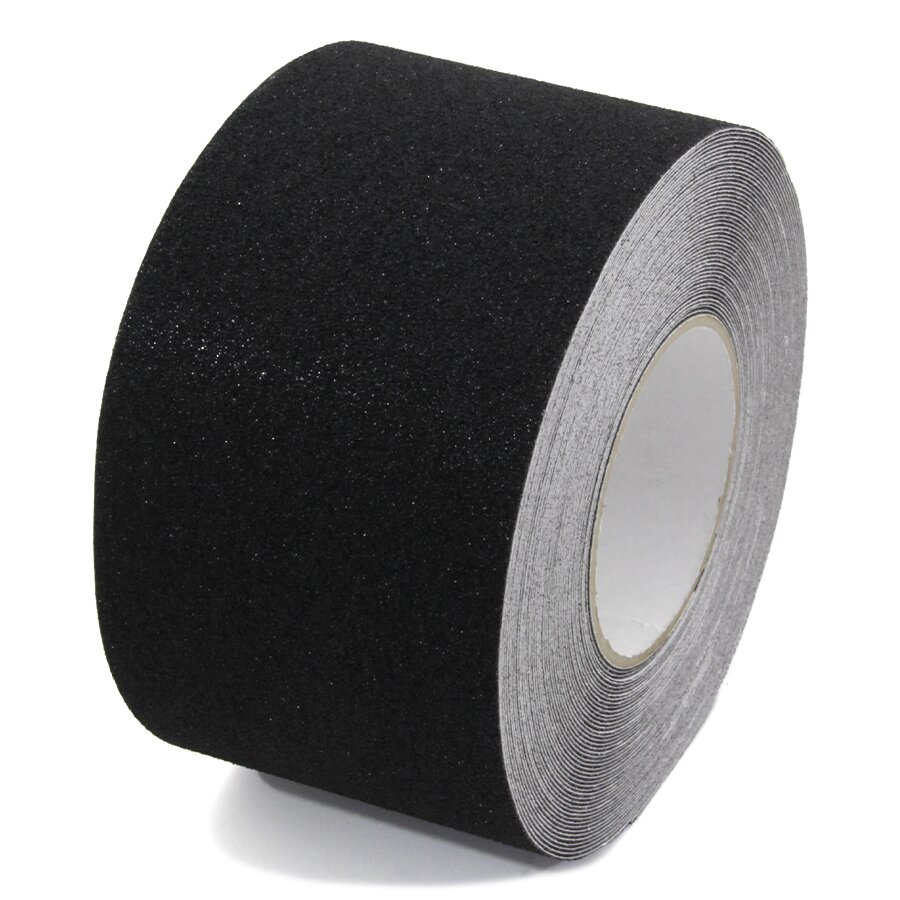 Černá korundová protiskluzová páska FLOMA Standard - délka 18,3 m, šířka 10 cm, tloušťka 0,7 mm