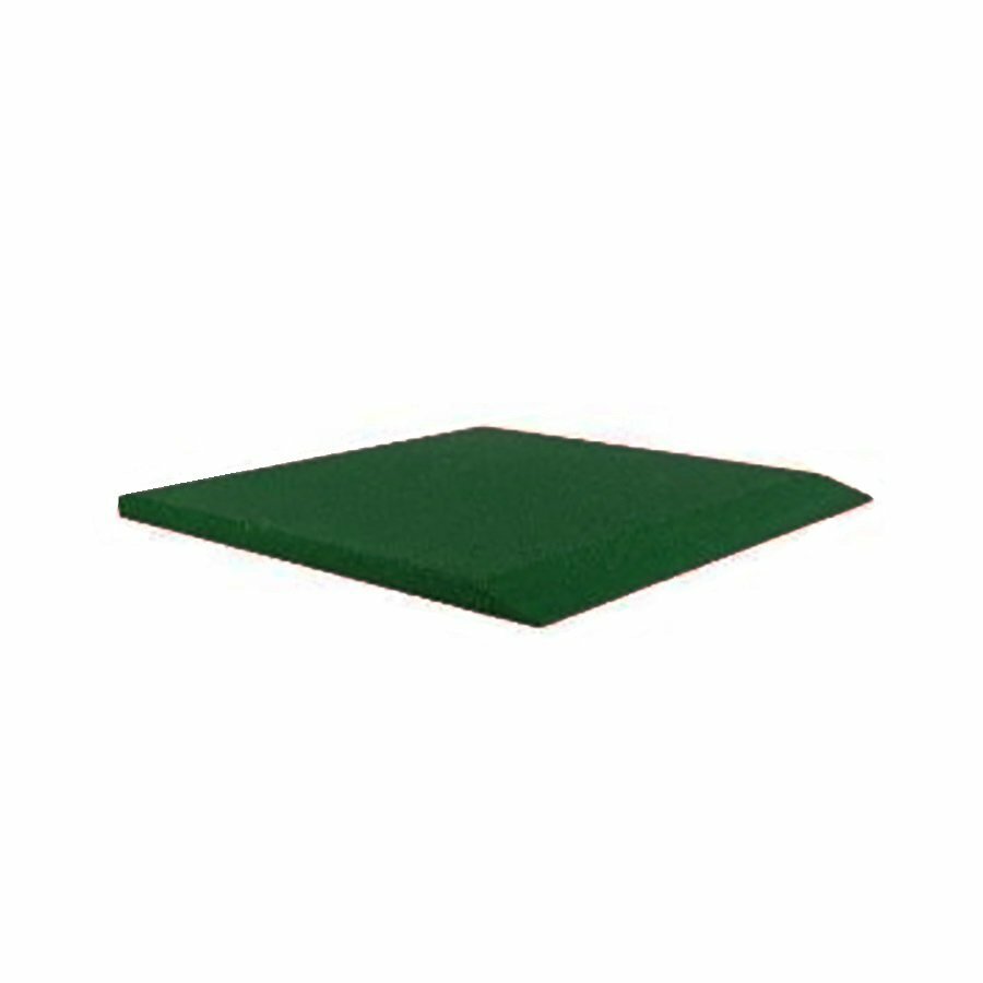Zelená gumová dopadová krajová dlaždice FLOMA V55/R00 - délka 50 cm, šířka 50 cm, výška 5,5 cm