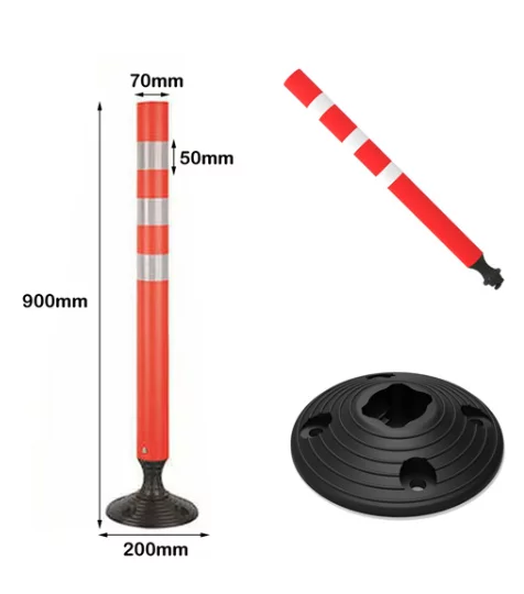 Słupek parkingowy samopoziomujący plastikowy w kolorze czerwonym i białym - średnica 7 cm, wysokość 90 cm