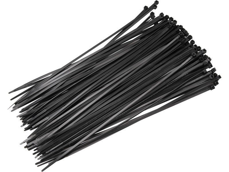 Černá plastová stahovací páska - délka 20 cm a šířka 0,36 cm - 50 ks