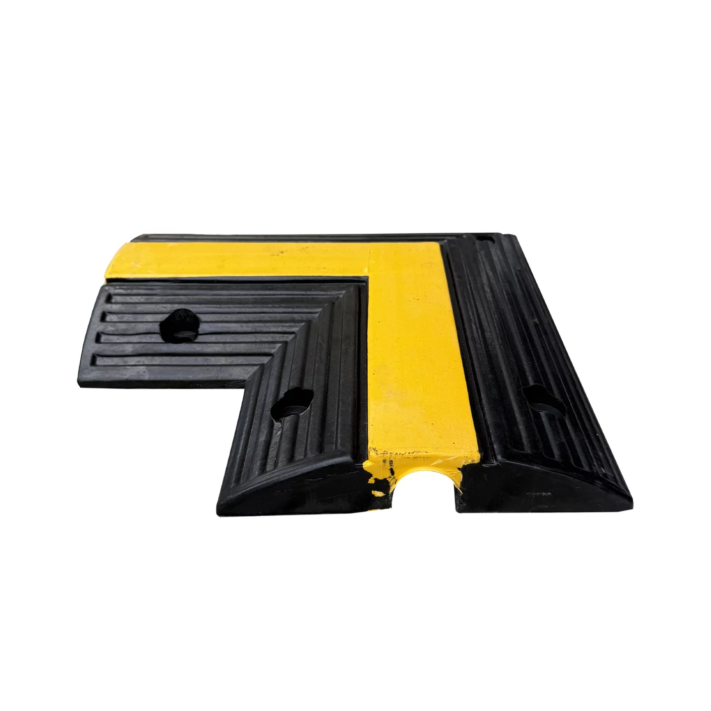 Kabelbrücken-Ecke aus Gummi (1x30x30) FLOMA - Länge 30 cm, Breite 30 cm, Höhe 4 cm - Schwarz-Gelb