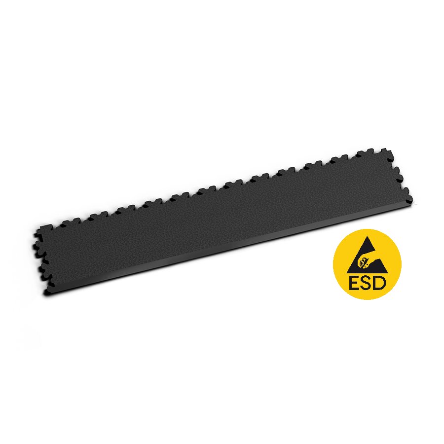 Černý PVC vinylový nájezd Fortelock XL ESD (hadí kůže) - délka 65,3 cm, šířka 14,5 cm, výška 0,4 cm