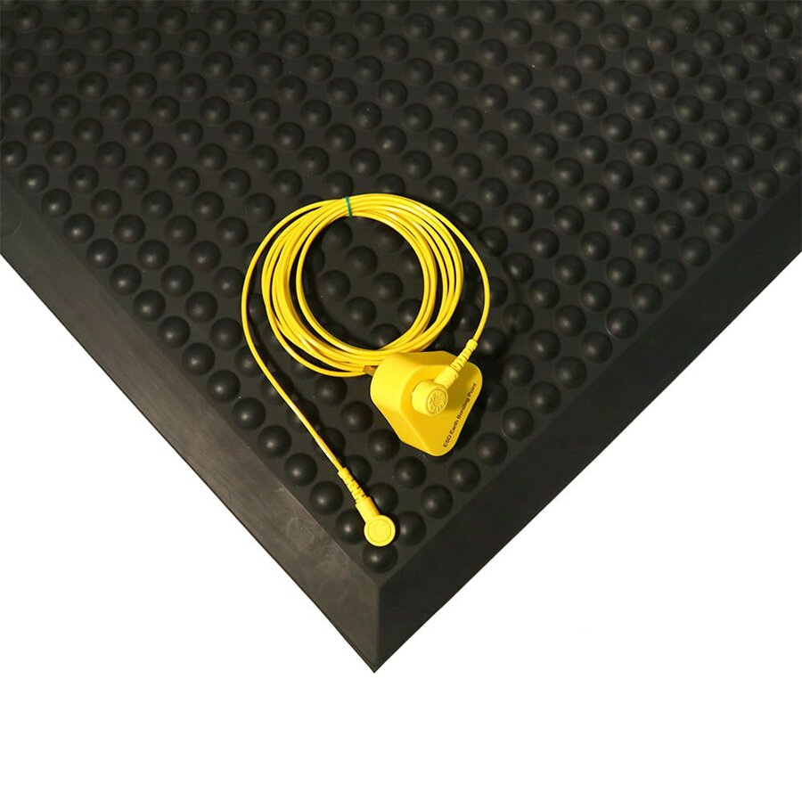 Čierna gumová protiúnavová protišmyková ESD rohož - dĺžka 90 cm, šírka 60 cm, výška 1,4 cm