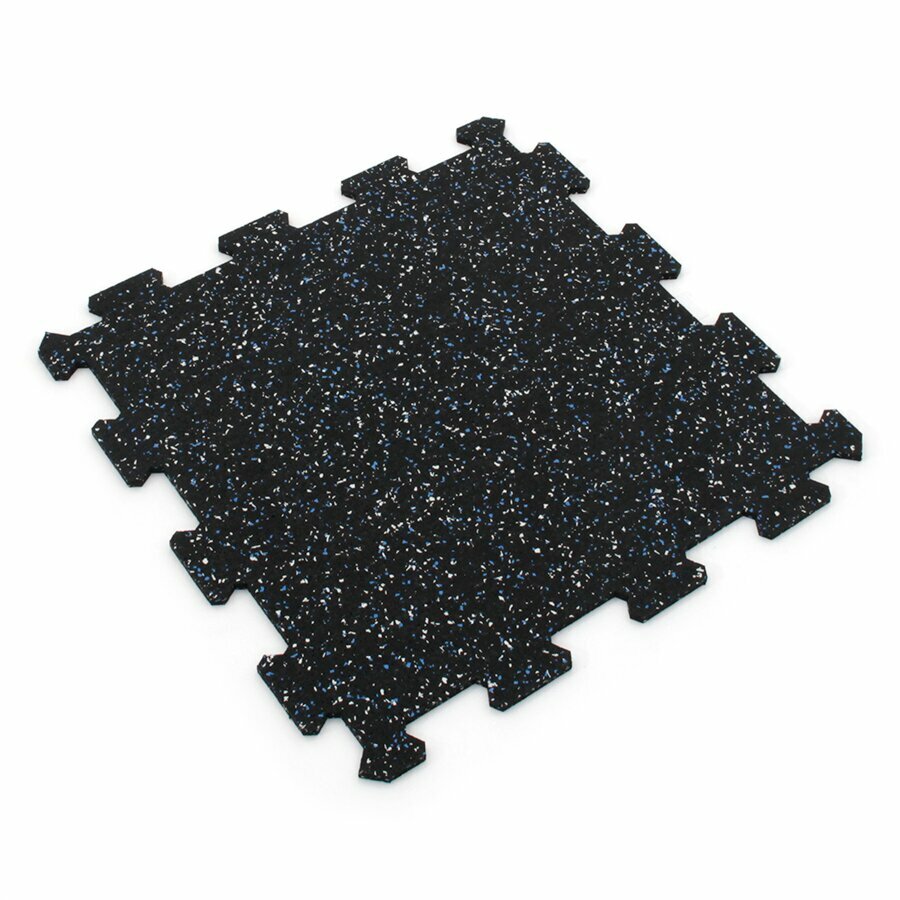 Čierno-bielo-modrá gumová modulová puzzle dlažba (stred) FLOMA FitFlo SF1050 - dĺžka 47,8 cm, šírka 47,8 cm, výška 0,8 cm
