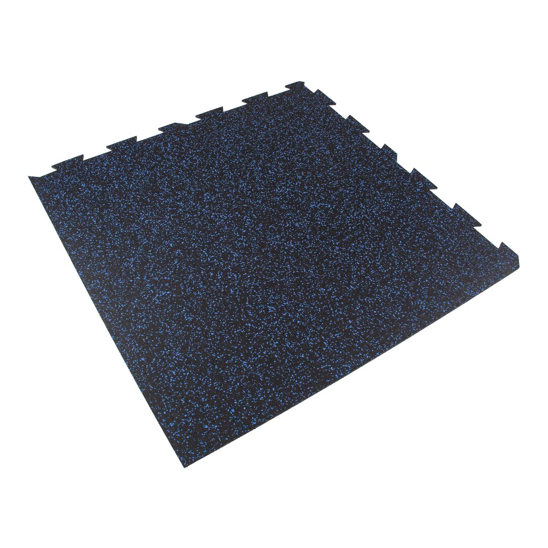 Čierno-modrá gumová modulová puzzle dlažba (roh) FLOMA FitFlo SF1050 - dĺžka 100 cm, šírka 100 cm, výška 1 cm