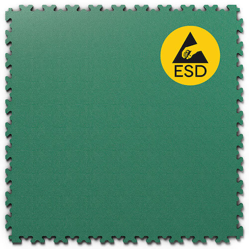 Zelená PVC vinylová zátěžová dlažba Fortelock Industry ESD - délka 51 cm, šířka 51 cm a výška 0,7 cm