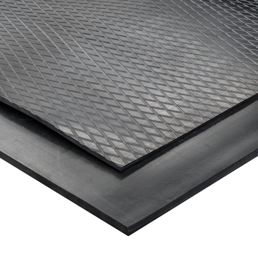 Čierna SBR podlahová guma (metráž) FLOMA Karo - šírka 120 cm a výška 0,7 cm