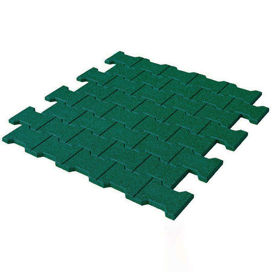 Zelená gumová zámková dlažba KA1 FLOMA - dĺžka 20 cm, šírka 16,5 cm a výška 4,3 cm