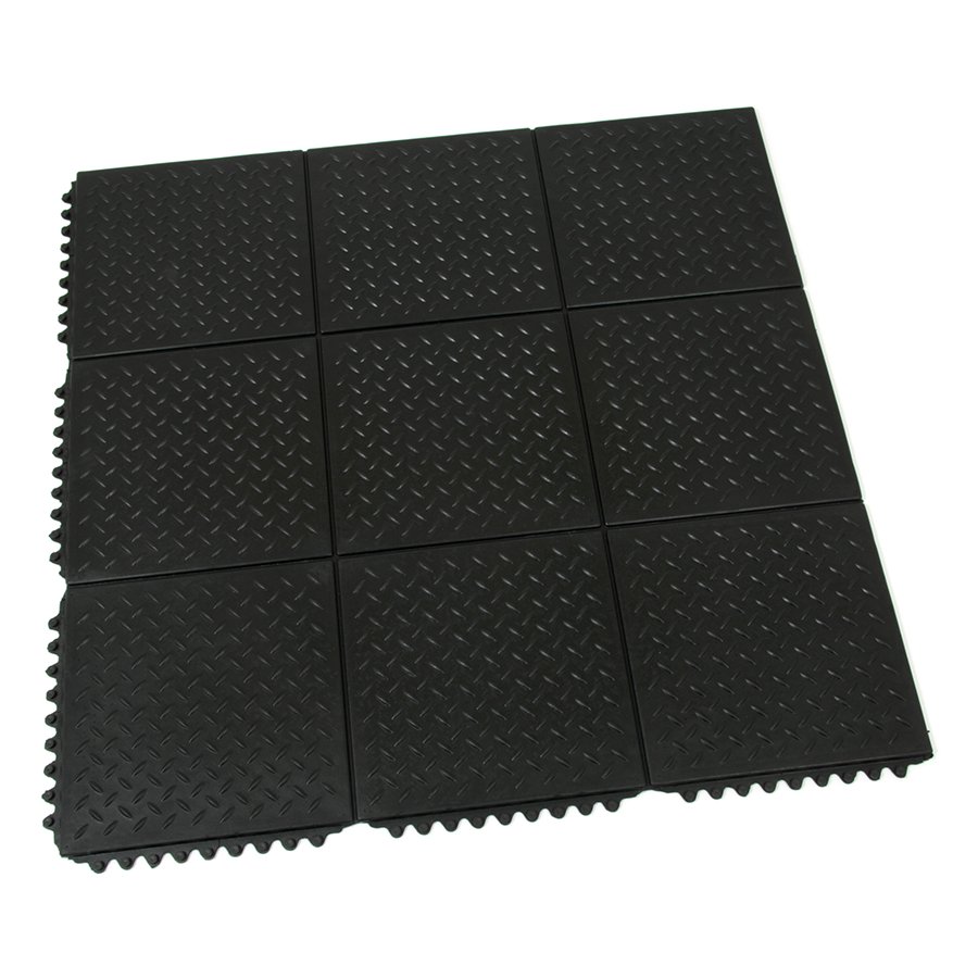 Gumová protiúnavová rohož FLOMA Diamond Plate Tile - délka 91 cm, šířka 91 cm a výška 1,4 cm