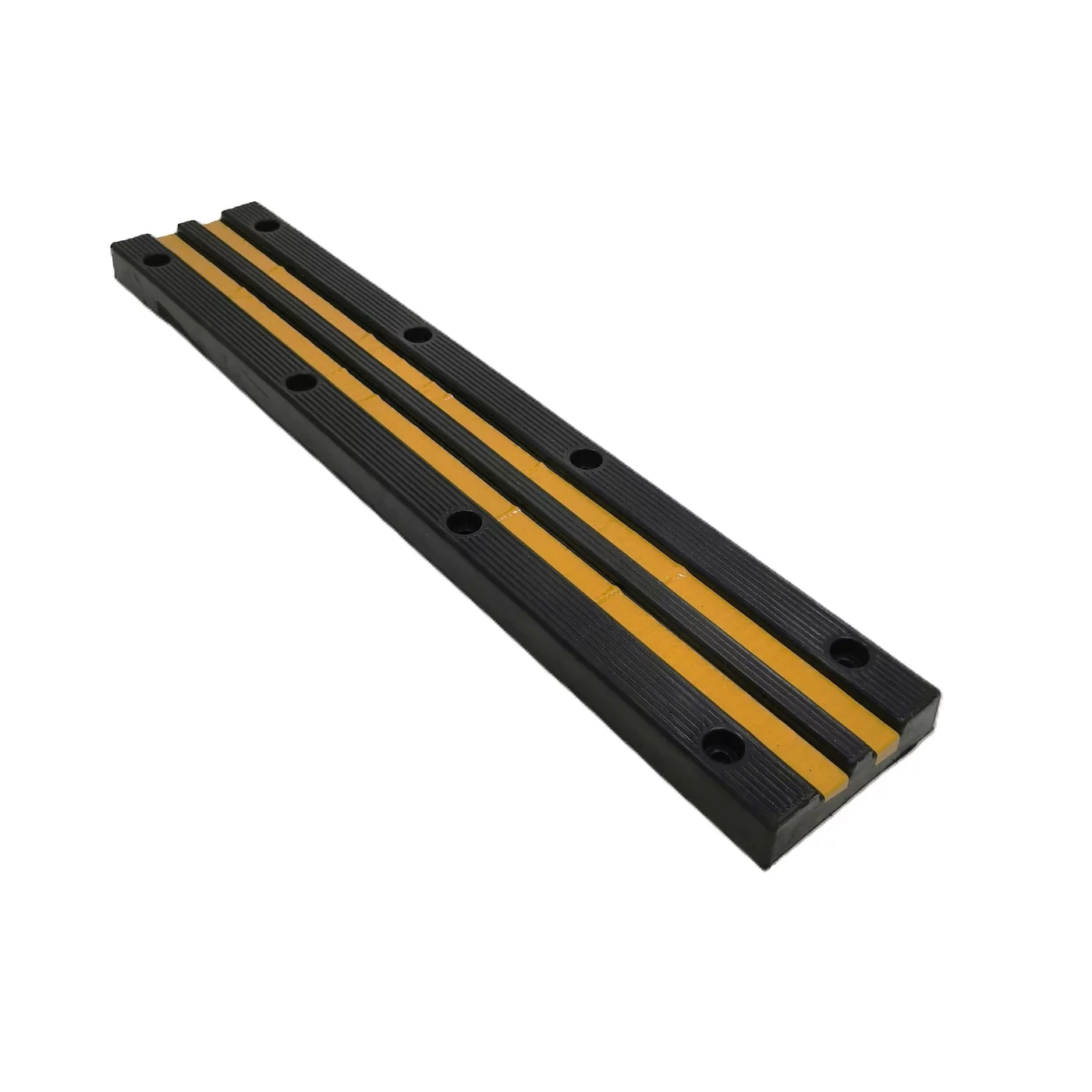 Čierno-žltý gumový doraz na rampe - dĺžka 100 cm, šírka 20 cm, výška 4,5 cm