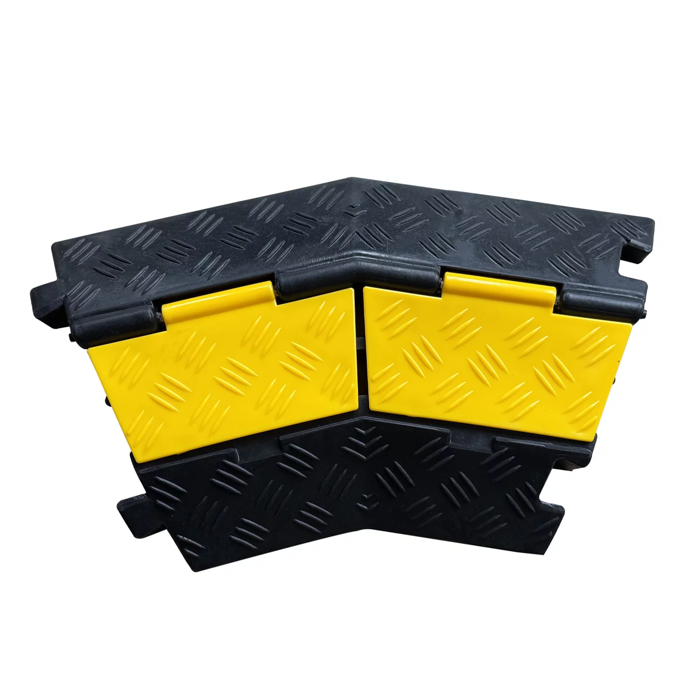 Eckbrücke aus Gummi 2x32x32 FLOMA - Länge 43 cm, Breite 25 cm, Höhe 5 cm - Schwarz-Gelb