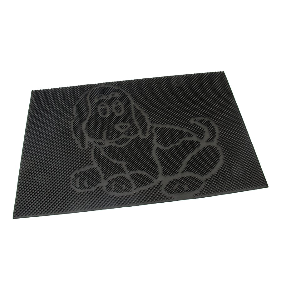 Gumová čistiaca vonkajšia vstupná rohož FLOMA Dog - dĺžka 40 cm, šírka 60 cm a výška 0,8 cm