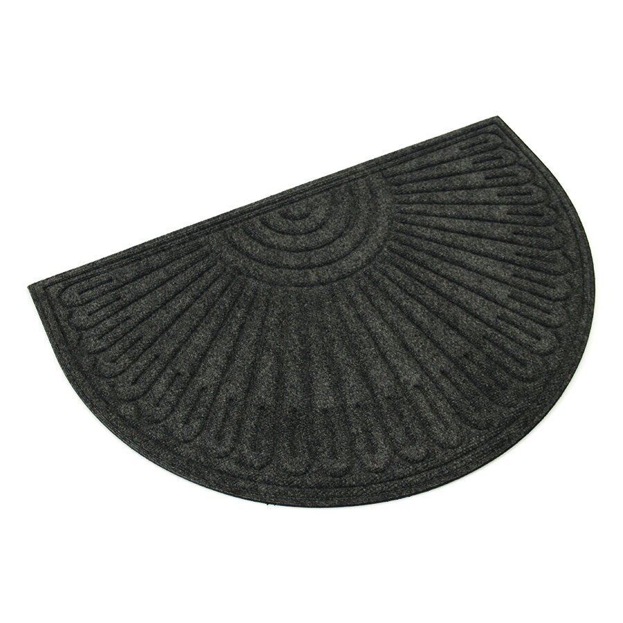 Antracitová textilná gumová čistiaca polkruhová vstupná rohož FLOMA Contours - dĺžka 60 cm, šírka 90 cm a výška 1,1 cm