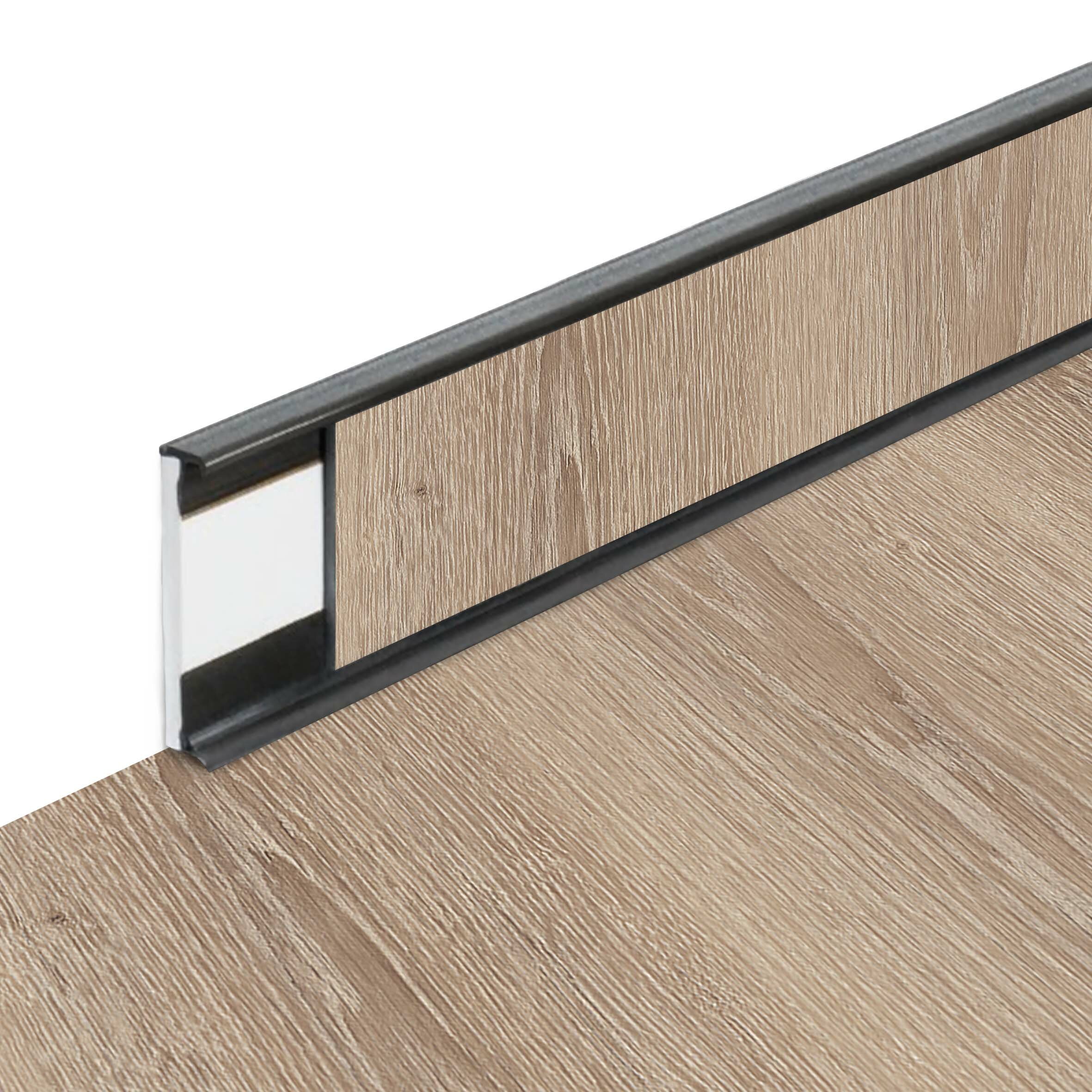 PVC vinylová soklová podlahová lišta Fortelock Business Tyrolean oak W001 Graphite - dĺžka 200 cm, výška 5,8 cm, hrúbka 1,2 cm
