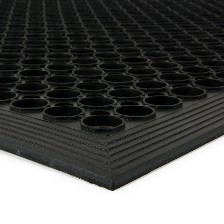 Černá gumová protiúnavová protiskluzová olejivzdorná rohož (75% nitrilová pryž) FLOMA Workmate - délka 120 cm, šířka 80 cm a výška 1,4 cm