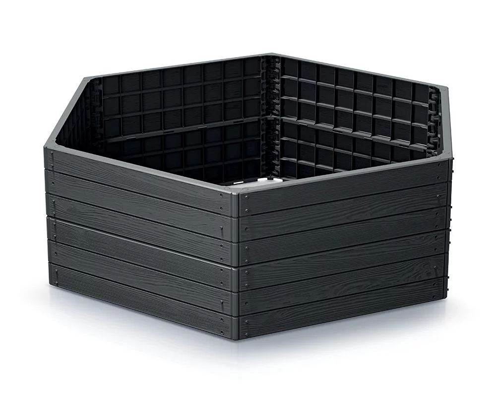 Erhöhter stapelbarer gartiger Beet - Länge 148 cm, Breite 129 cm, Höhe 25 cm - grauer