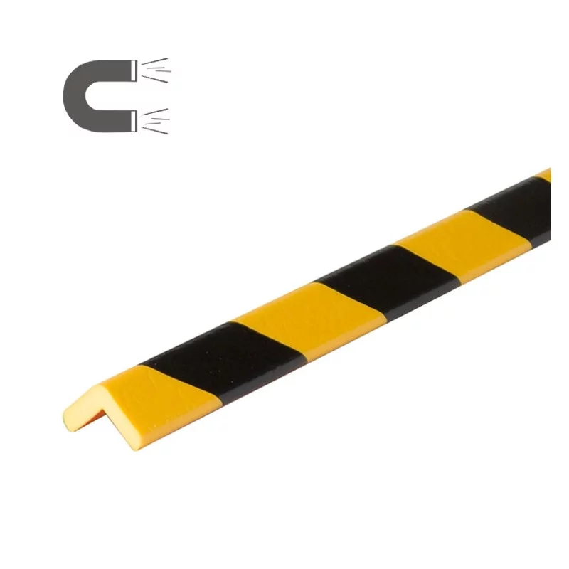 Čierno-žltá penová magnetická ochrana rohu steny typ E - dĺžka 100 cm, šírka 2,6 cm, výška 2,6 cm