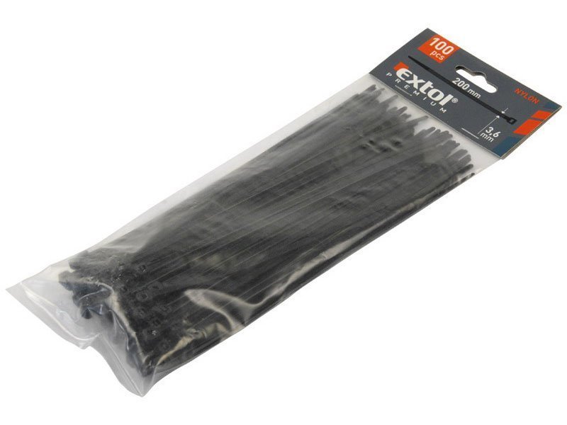 Čierna plastová sťahovacia páska - dĺžka 10 cm a šírka 0,25 cm - 100 ks
