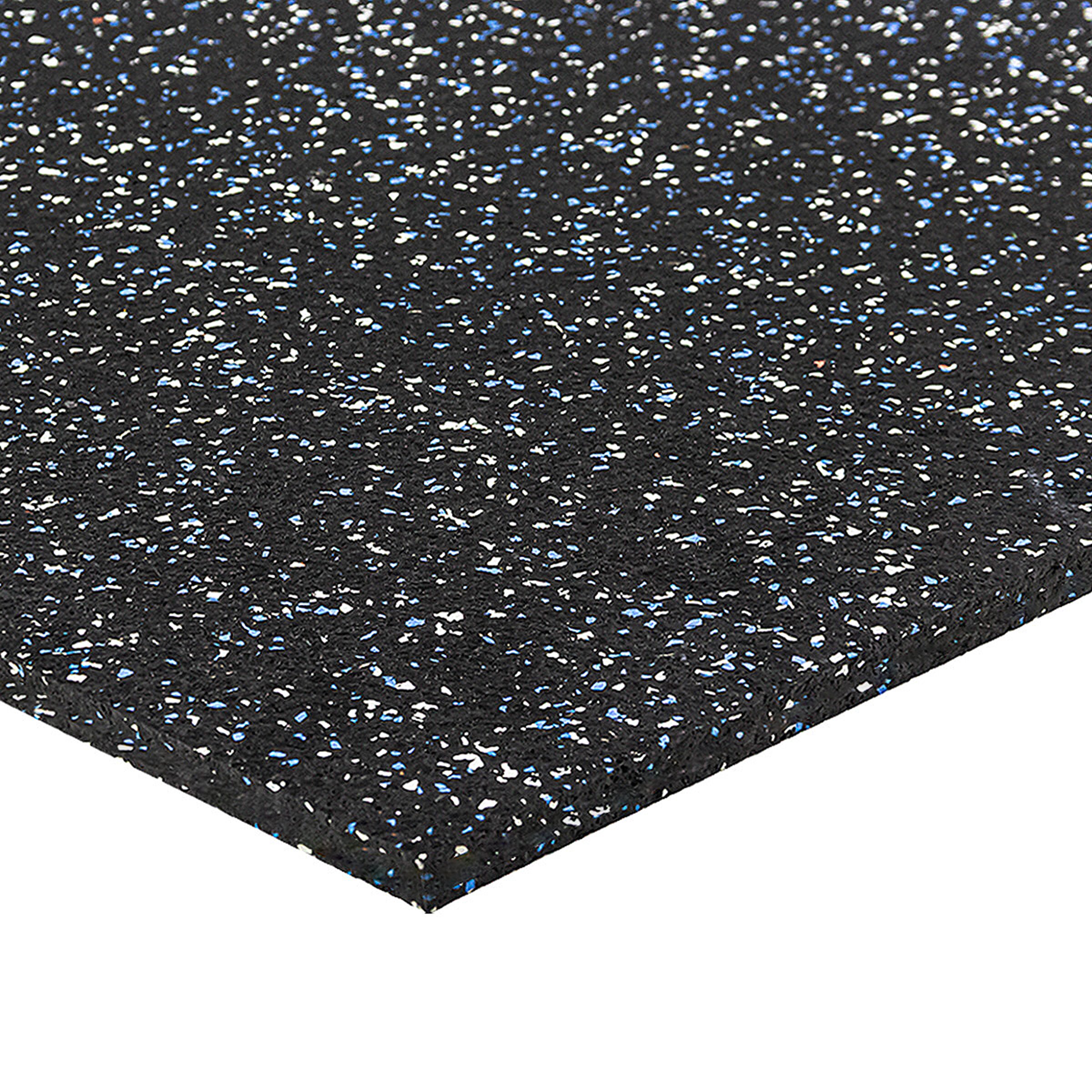 Černo-bílo-modrá gumová modulová puzzle dlažba FLOMA FitFlo SF1050 - délka 100 cm, šířka 100 cm, výška 1 cm